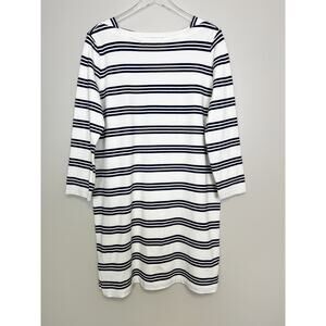 Vineyard Vines White Navy Striped 3/4 Sleeve Cotton Preppy Dress Size Large